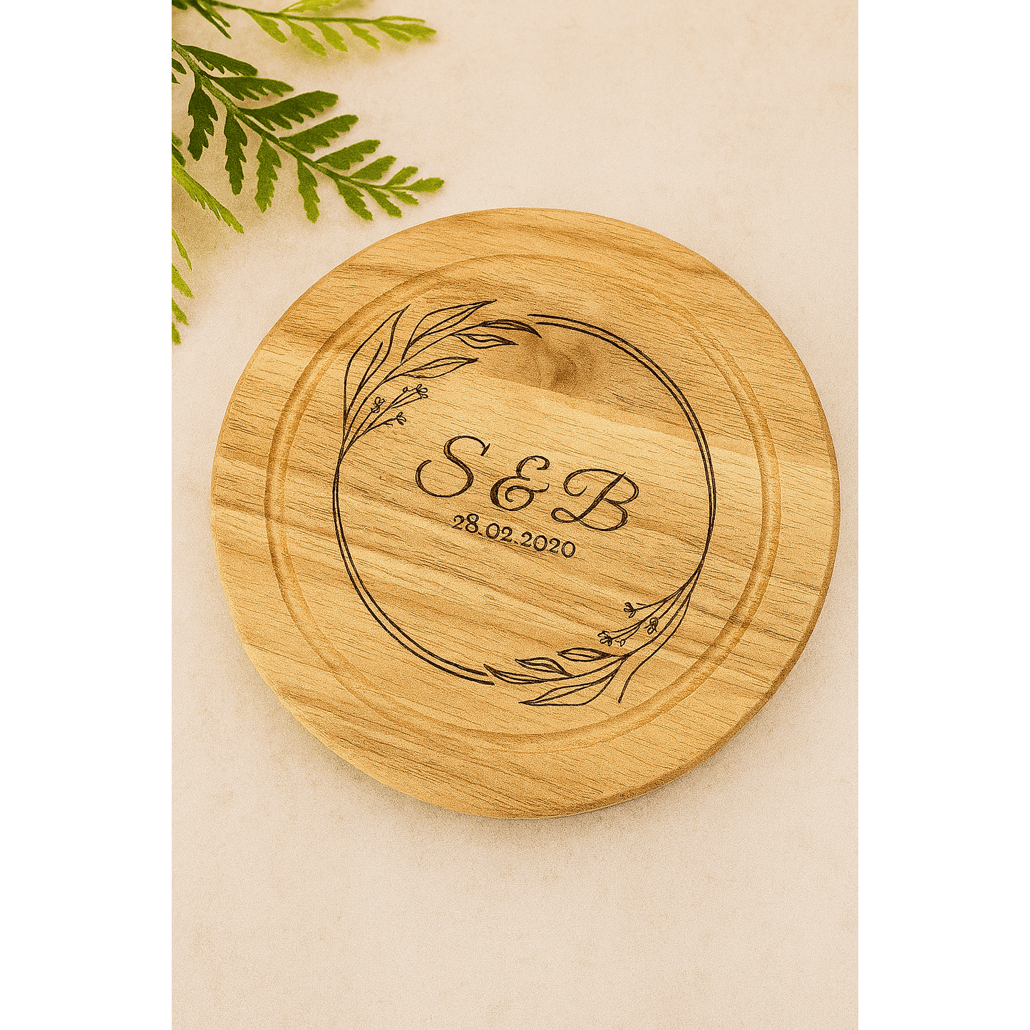 Personalised Bamboo Cheese Board - Botanical Wreath-NEW-JSGiftboutique-JSGiftboutique