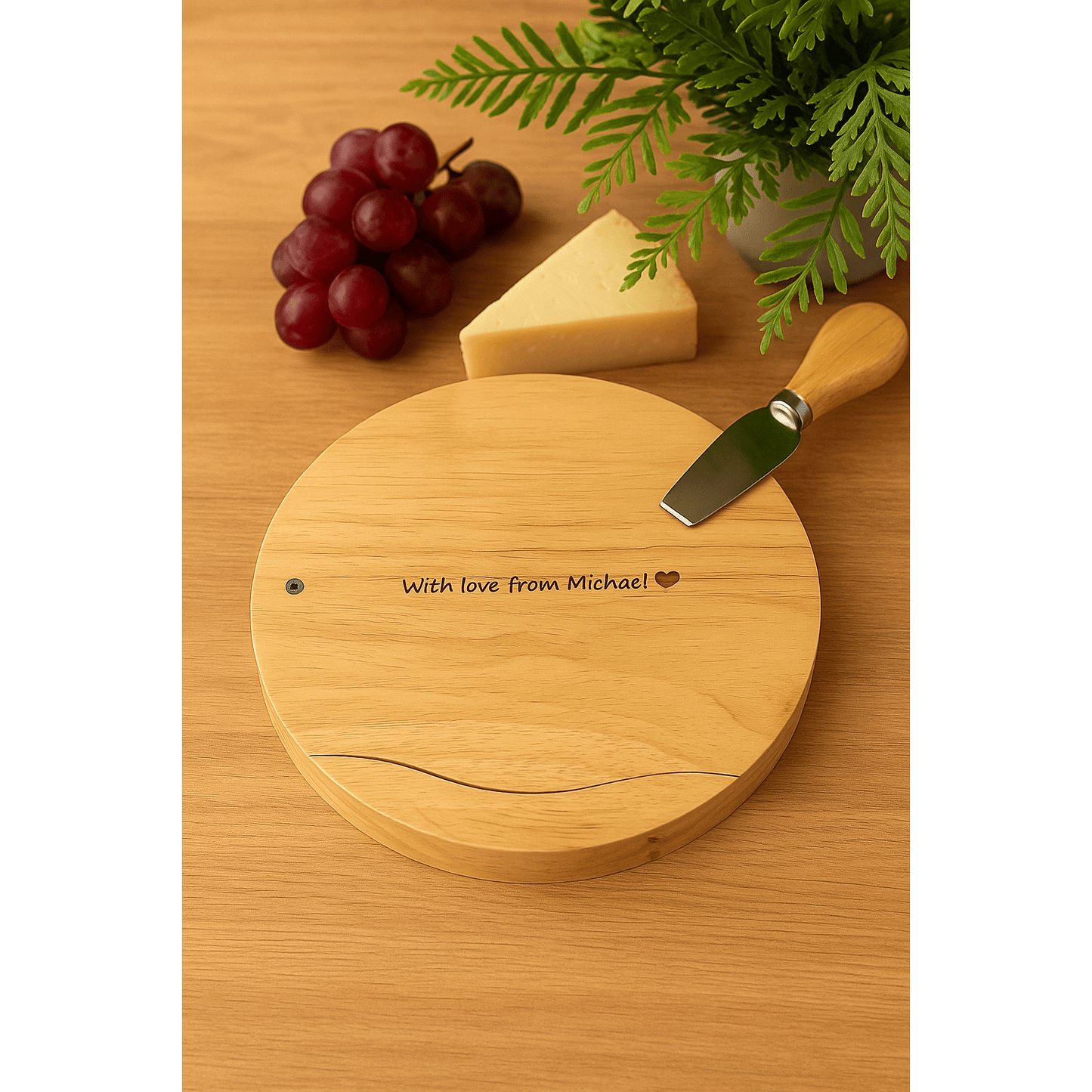 Personalised Wooden Cheese Board with 4 Knives JSGiftboutique