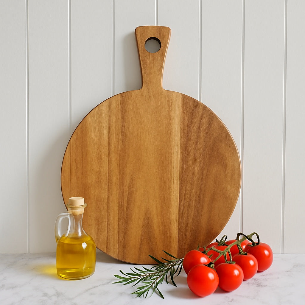 Custom Acacia Pizza Paddle - Leafy Border