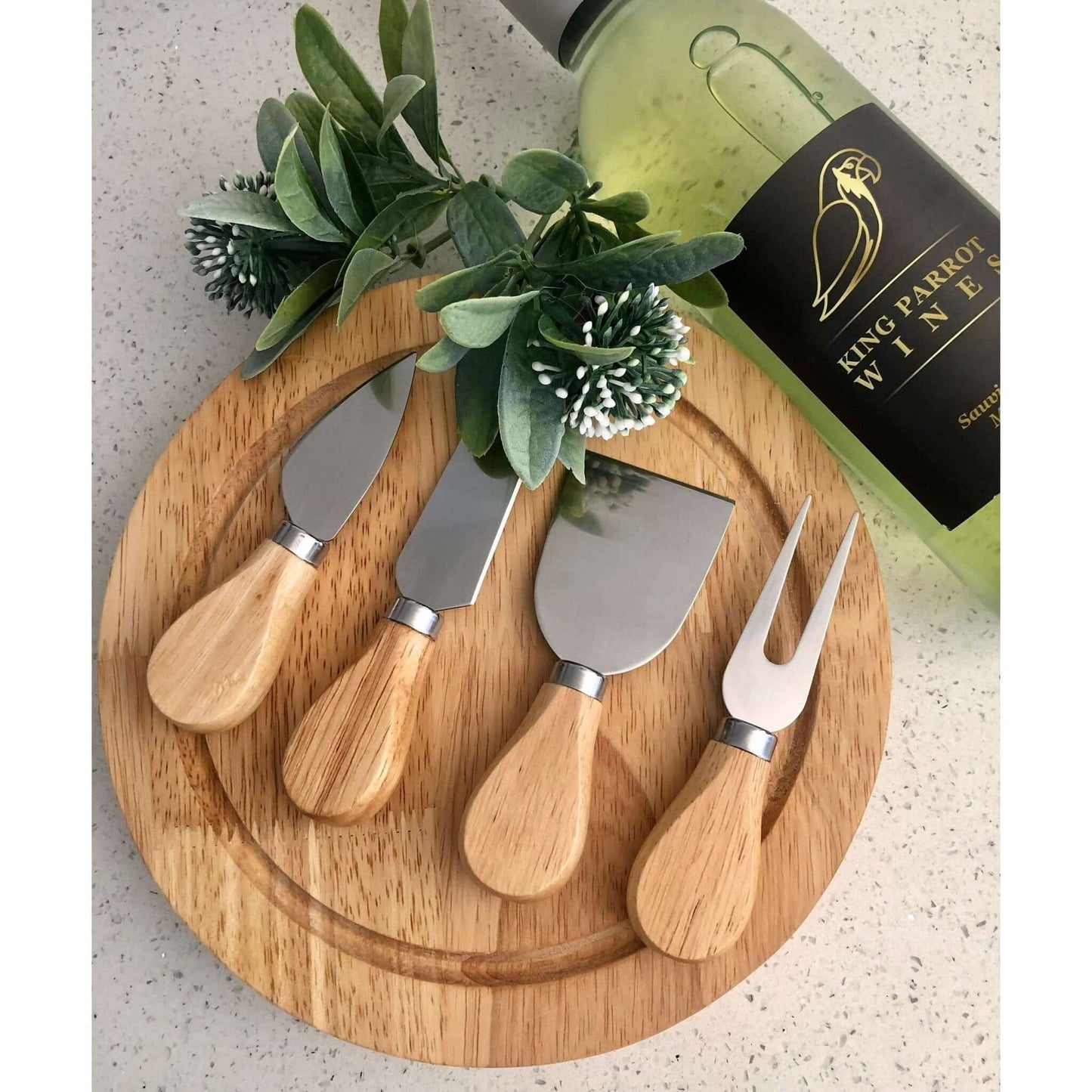 Personalised Cheese Board - 4 Knives & Hidden Drawer JSGiftboutique