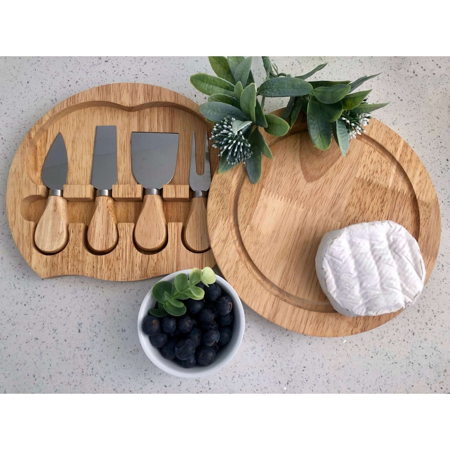 Personalised Cheese Board - 4 Knives & Hidden Drawer JSGiftboutique