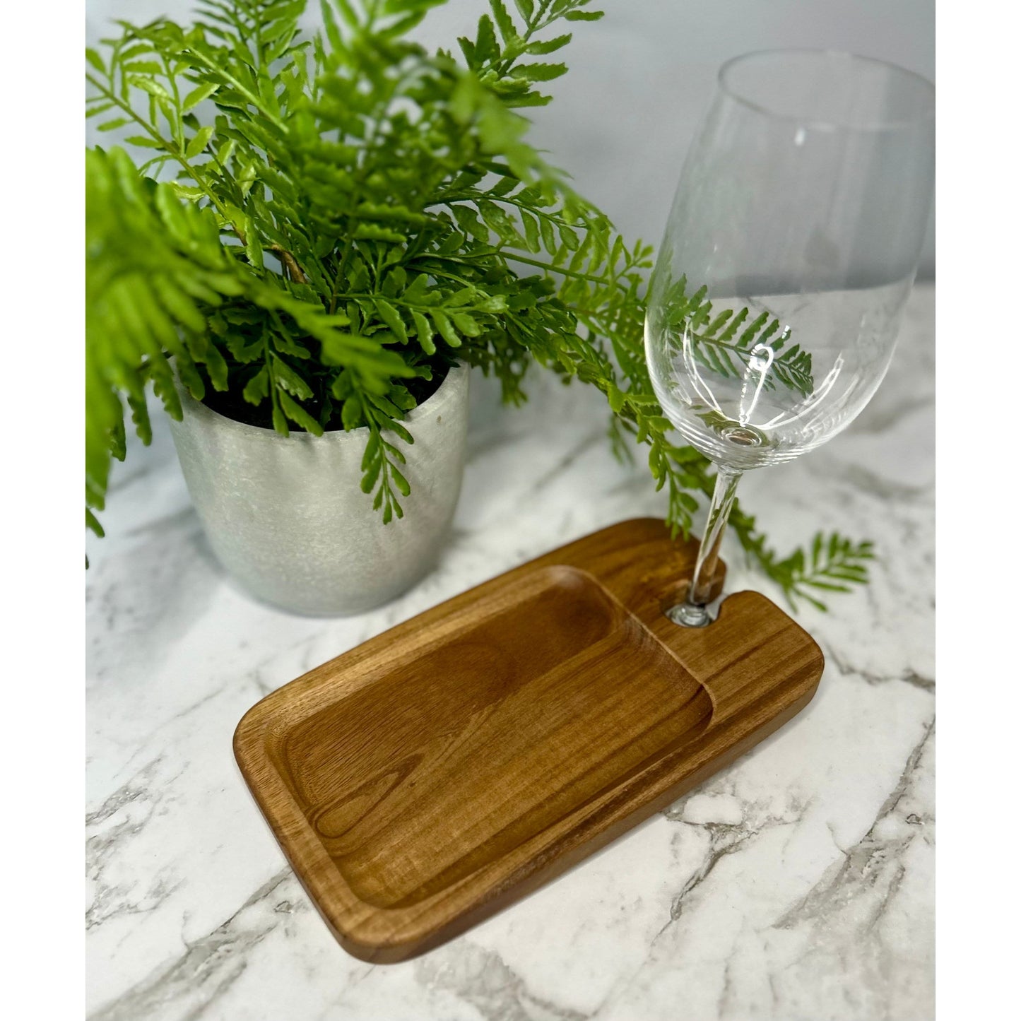 Mini Charcuterie Board with Wine Glass Holder - Simple name Engraving
