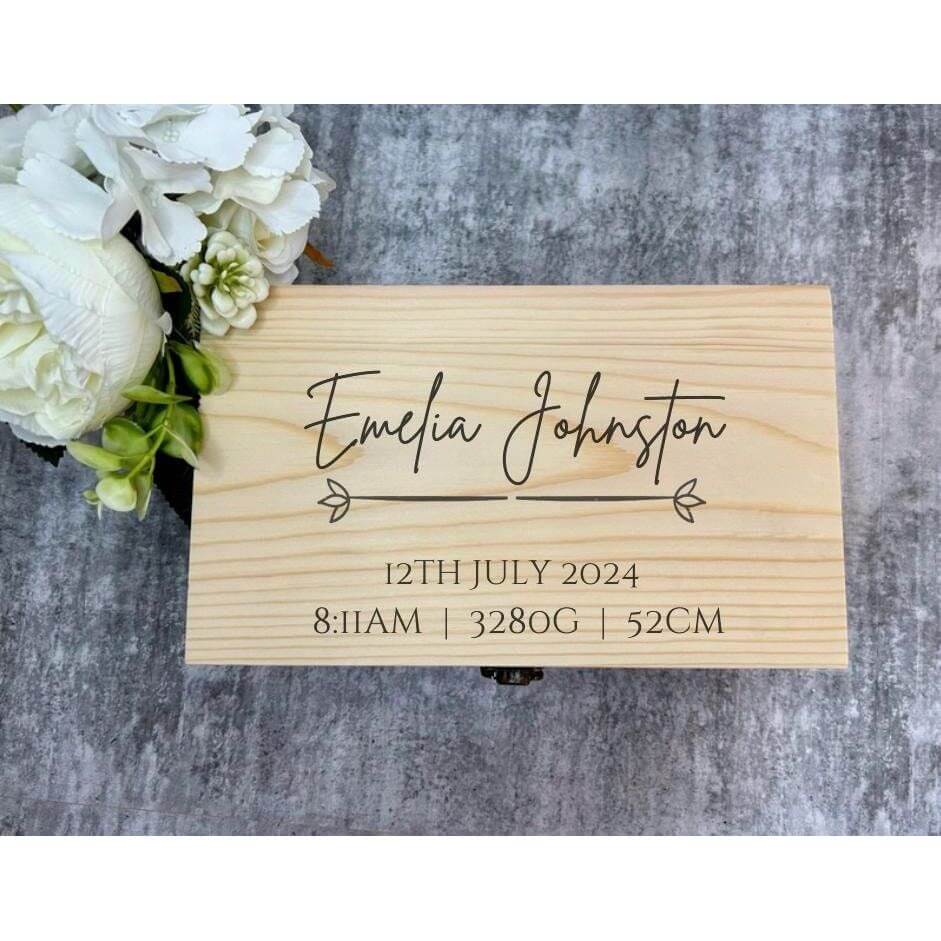 Engraved Wooden Baby Keepsake Box JSGiftboutique