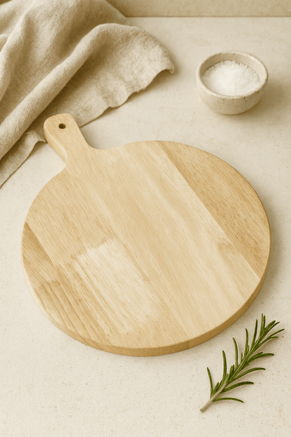 Hevea Wood Pizza & Serving Board – 29 × 35 × 1.5 cm Rustic Charcuterie & Pizza Paddle JSGiftboutique