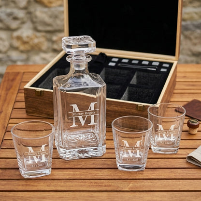 Deluxe Personalised Whiskey Decanter Set JSGiftboutique