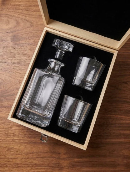 Personalised Whiskey Decanter & Glass Set – Custom Engraved Gift Box JSGiftboutique