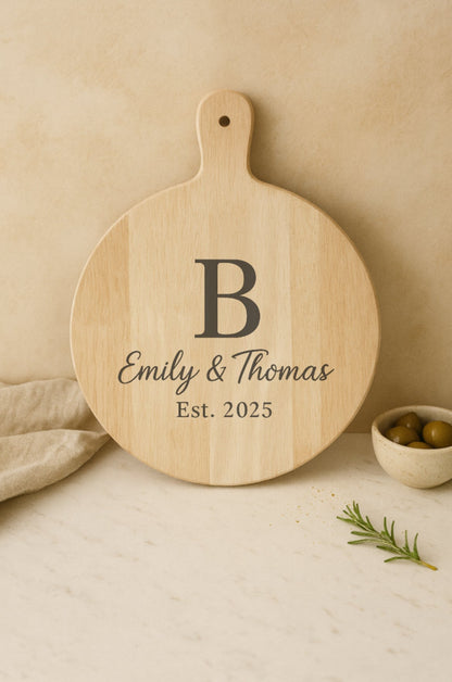 Hevea Wood Pizza & Serving Board, Rustic Charcuterie and Pizza Paddle JSGiftboutique