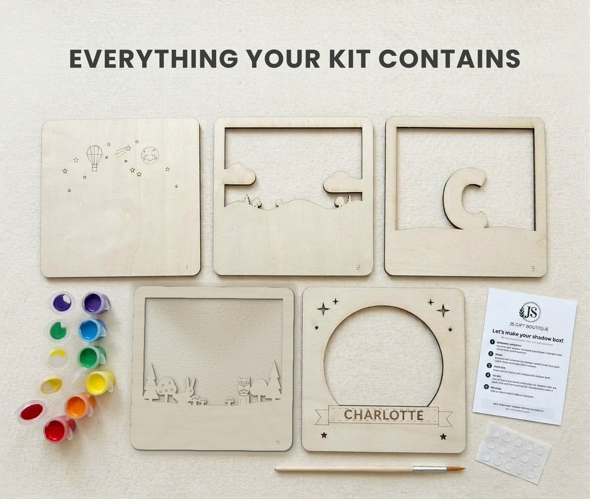 Personalised initial shadow box DIY paint kit