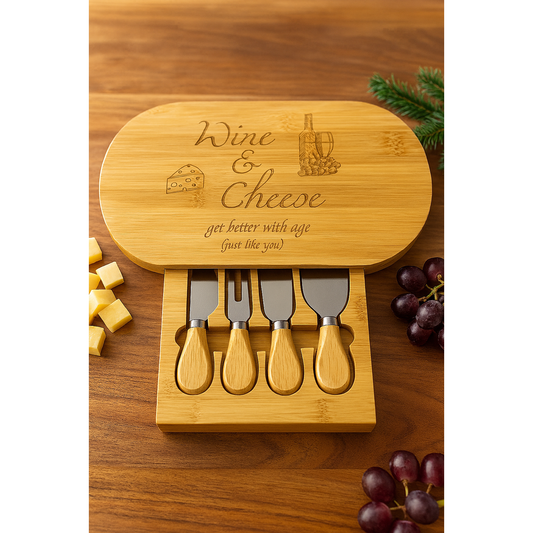 Personalised Wooden Cheese Board - Wine & Cheese