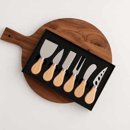 Personalised Cheese Knife Set - Wooden Handles JSGiftboutique