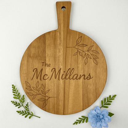 Custom Acacia Pizza Paddle - Leafy Border-NEW-JSGiftboutique-JSGiftboutique