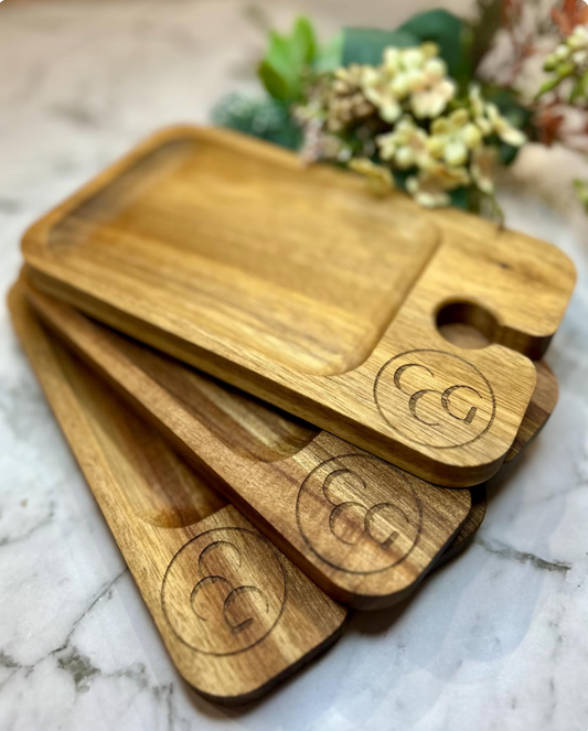 Personalised Mini Charcuterie Board with Wine Glass Holder JSGiftboutique