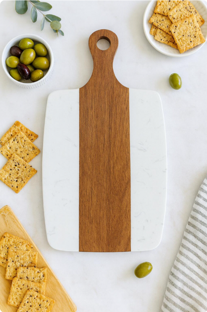 Personalised Acacia & Marble Serving Set JSGiftboutique