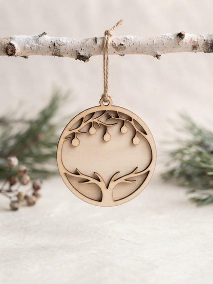 Personalised wooden Christmas ornament engraved detail