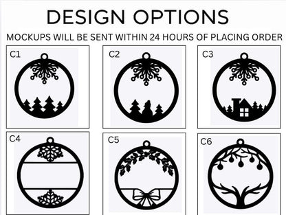 Personalised wooden Christmas ornament styled photo