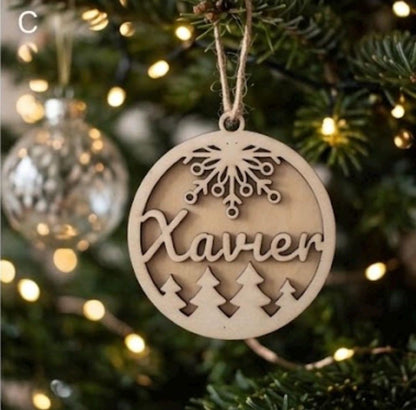 Personalised wooden Christmas ornament
