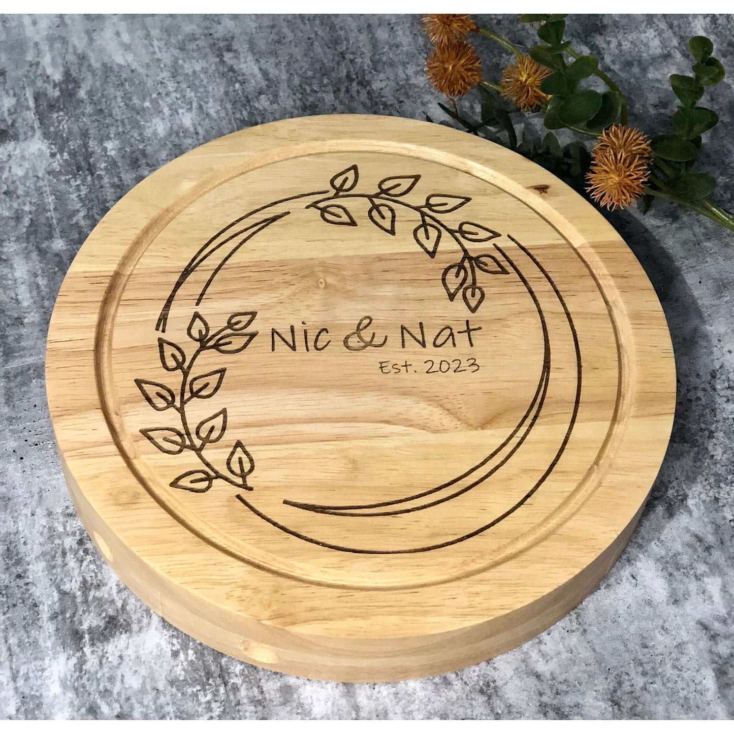 Custom Bamboo Cheese Board - 4 Knives JSGiftboutique