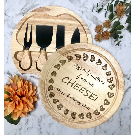 Custom Bamboo Cheese Board - 4 Knives JSGiftboutique