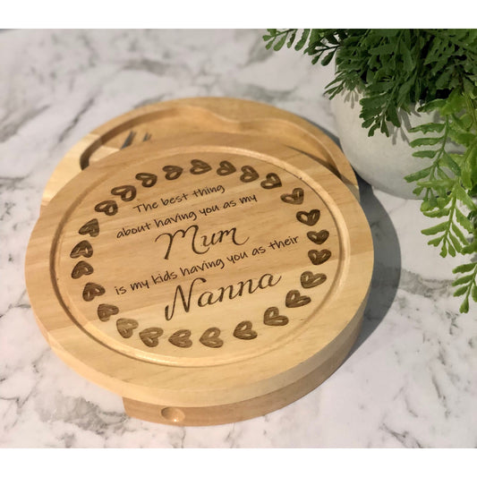 Personalised Bamboo Charcuterie Board with Hidden Knives - Perfect for Mothers Day