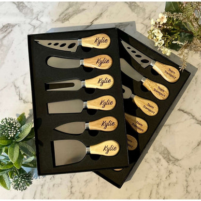 Personalised Cheese Knife Set - Wooden Handles JSGiftboutique