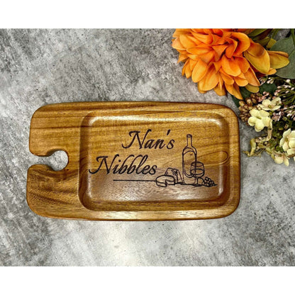 Personalised Mini Charcuterie Board with Wine Glass Holder - Wine & cheese JSGiftboutique