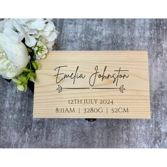 Engraved Wooden Baby Keepsake Box JSGiftboutique