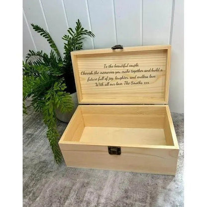 Personalised Wooden Wedding Keepsake Box-NEW-JSGiftboutique-On the Lid + Inside-Yes please-JSGiftboutique